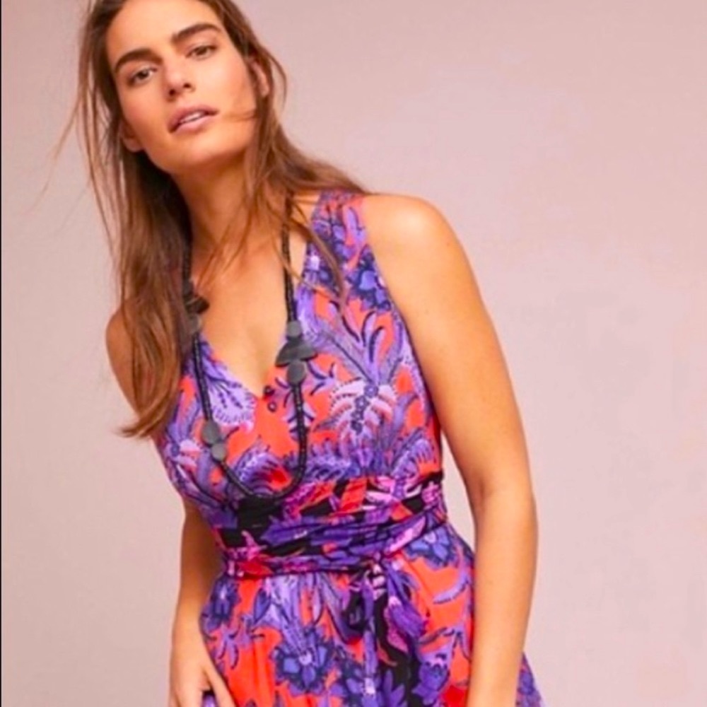Anthropologie Maeve Macie Maxi Long Floral Tropical Summer Dress Women’s Size 6